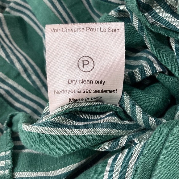 ANTHROPOLOGIE Payal Pratap Cha Cha Green Stripe Linen Wide Leg Crop Jumpsuit - Picture 14 of 14